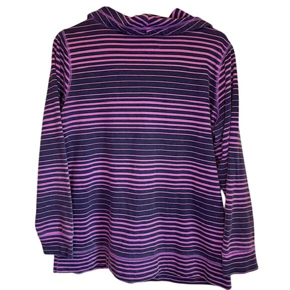 Made for Life Womens Sz Lg Pink/Purple Striped Cowl Neck Sweatshirt Loungewear - Picture 2 of 8